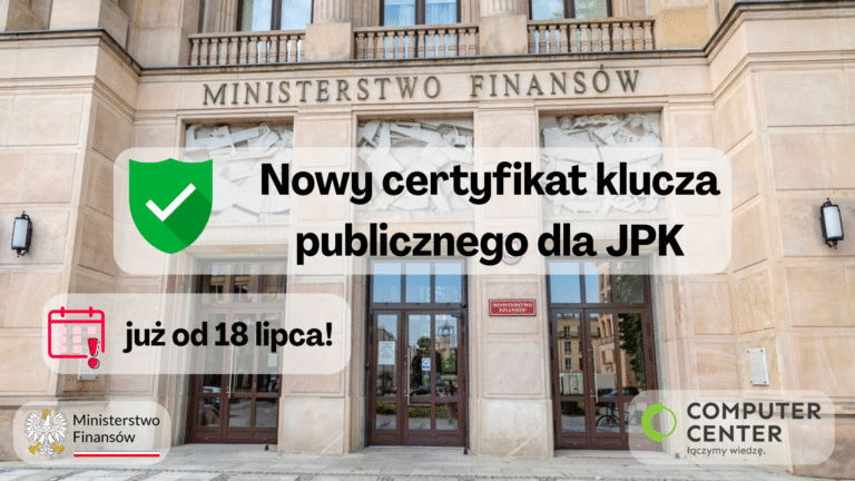 Nowy certyfikat klucza publicznego na środowisku produkcyjnym JPK